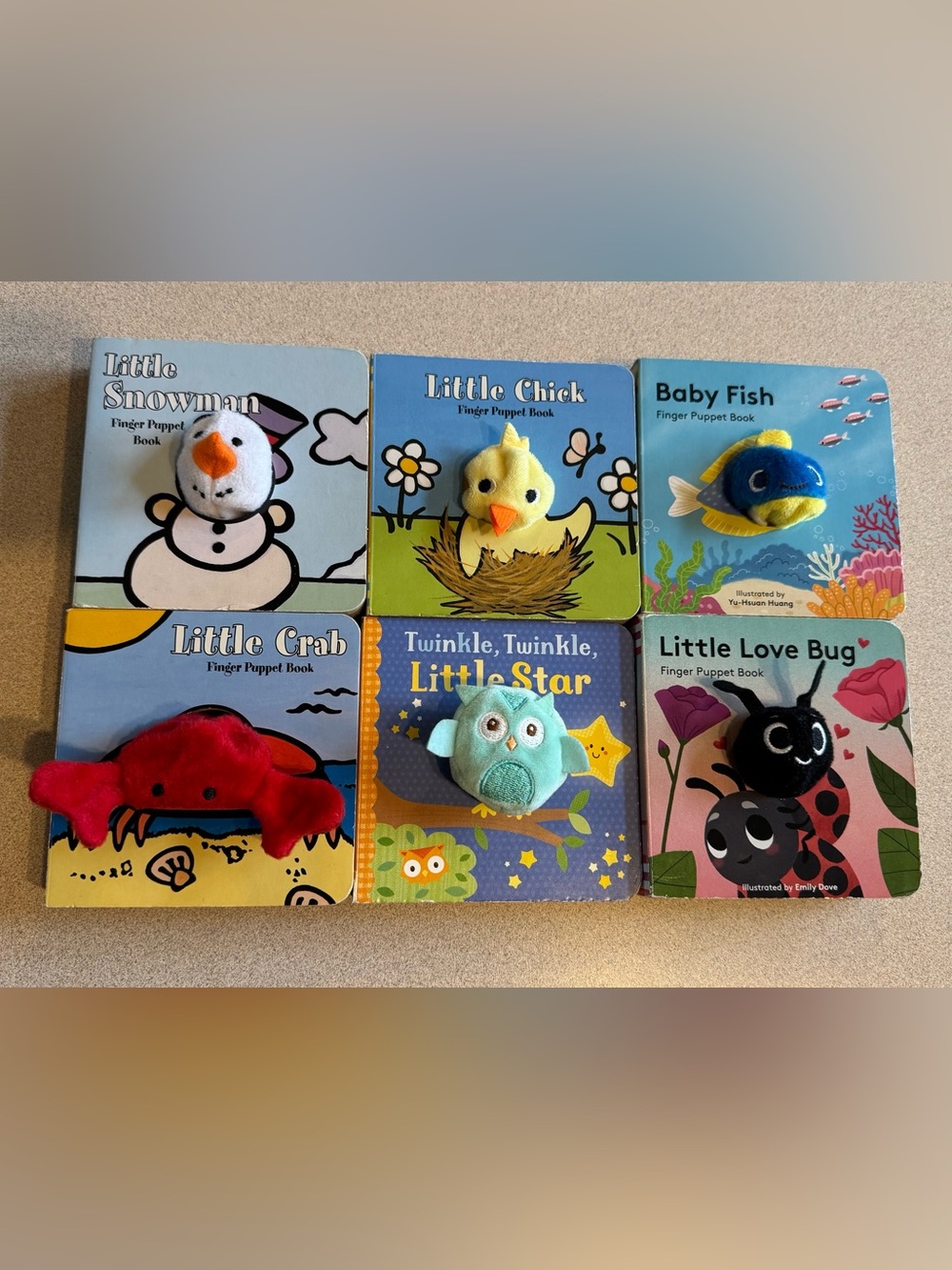 6 Toddler Hard Covered Finger Puppet Books